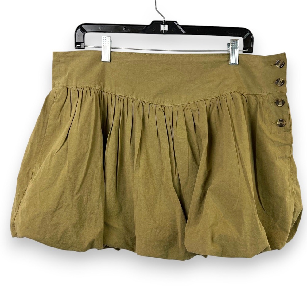 NWOT American Eagle Bubble Hem Mini Skort Womens Size 14 Long Olive Green Boho